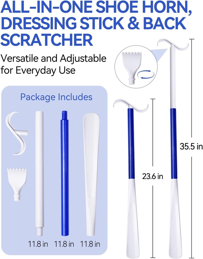 MarginZen 35.5 Inch 3-in-1 Shoe Horn Long Handle for Seniors & Adults - Long Shoe Horn with Detachable Back Scratcher Sock Remover, Dressing Aid - Long Shoe Horn for Seniors - Travel-Friendly Design - Image 4